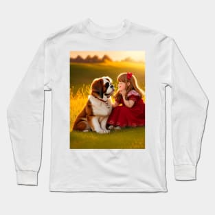 child hanging out with a dog. Long Sleeve T-Shirt